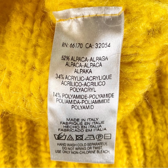 Anthropologie Alpaca Blend Sweater Women’s Size XS Sleeping on Snow Yellow Knit - Picture 8 of 12